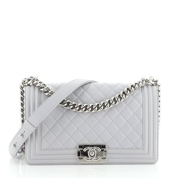 Chanel Boy Flap Bag Quilted Caviar Old Medium Gray 2257782