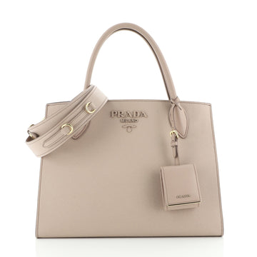 Prada Monochrome Tote Saffiano with City Calf Medium
