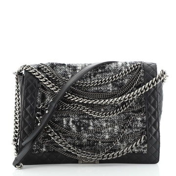 Chanel Boy Flap Bag Enchained Tweed XL