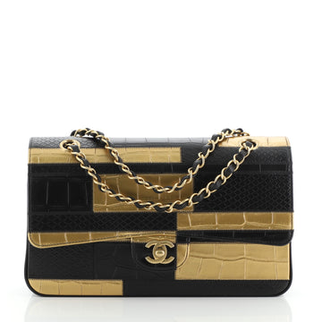 Chanel Classic Double Flap Bag Crocodile and Python Embossed Patchwork Calfskin Medium