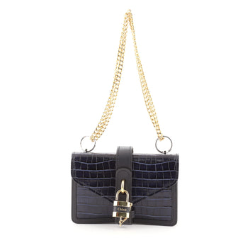 Chloe Aby Shoulder Bag Crocodile Embossed Leather Small