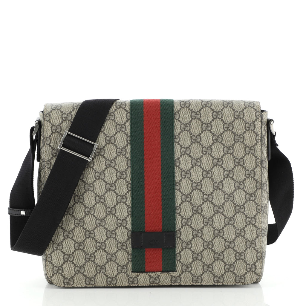 Gucci Web Flap Messenger Bag Gg Coated