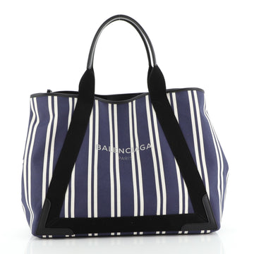 Balenciaga Navy Cabas Canvas with Leather Medium