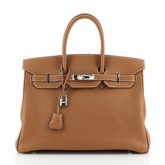 Hermes Birkin Handbag Brown Togo with Palladium Hardware 35