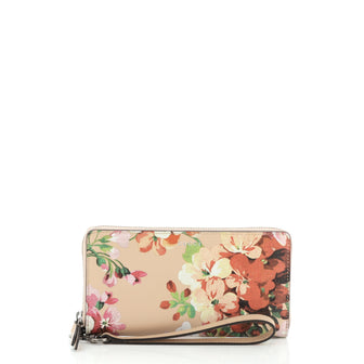 Gucci Wrist Zip Wallet Blooms Print Leather