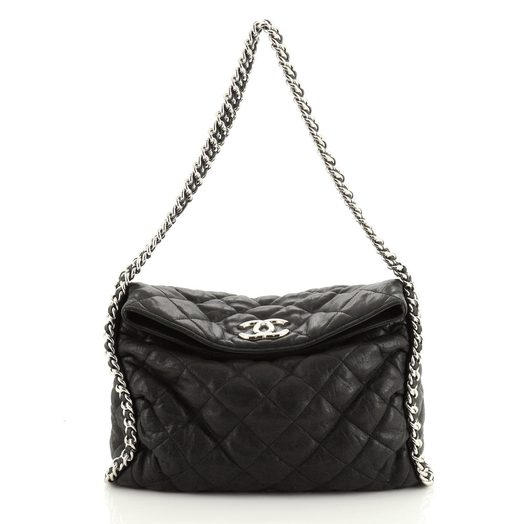 Chanel Chain Around Hobo Quilted Washed Lambskin Black 567381