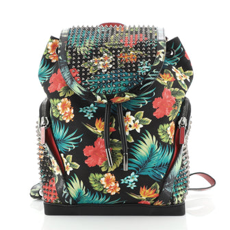 Christian Louboutin Explorafunk Backpack Spiked Printed Canvas