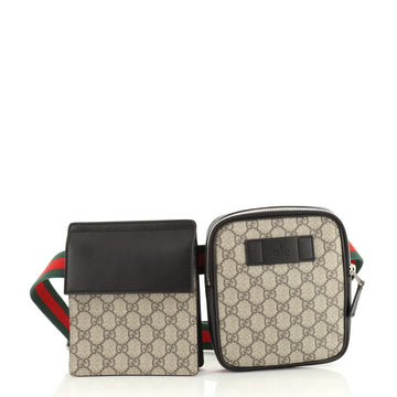 Gucci Double Web Belt Bag GG Coated Canvas with Leather
