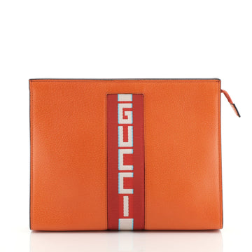 Gucci Logo Stripe Pouch Leather