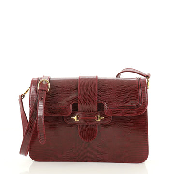 Gucci Horsebit Flap Crossbody Bag Lizard Medium
