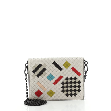 Bottega Veneta Flap Wallet on Chain Printed Intrecciato Nappa Small