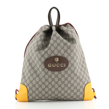 Gucci Neo Vintage Drawstring Backpack GG Coated Canvas Large
