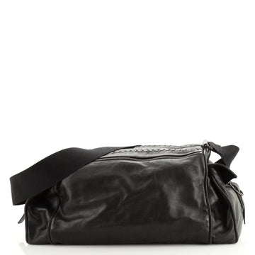 Bottega Veneta Triple Zip Duffle Bag Leather with Intrecciato Detail Large