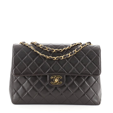Chanel Vintage Classic Single Flap Bag Quilted Lambskin Jumbo