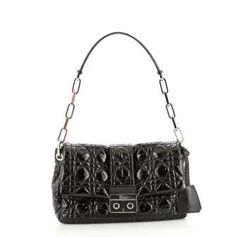 Christian Dior New Lock Flap Bag Cannage Quilt Patent Small