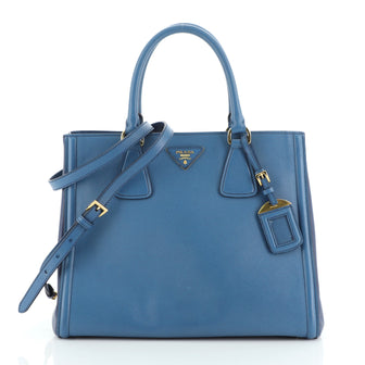 Prada Bicolor Lux Convertible Open Tote Saffiano Leather Medium