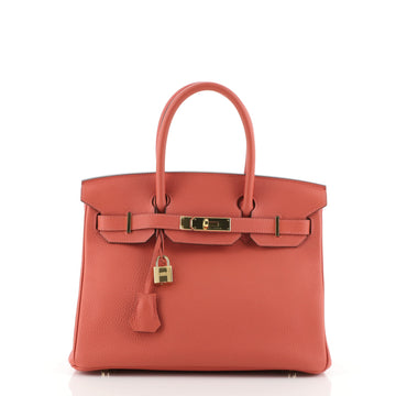 Hermes Birkin Handbag Red Togo with Gold Hardware 30