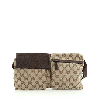 Gucci Vintage Double Belt Bag GG Canvas