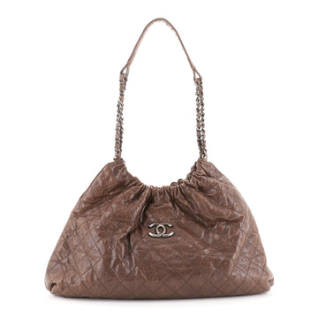 Chanel CC Elastic Shoulder Bag Quilted Glazed Caviar Small