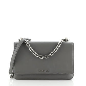 Prada Flap Compartment Shoulder Bag Soft Calfskin Small