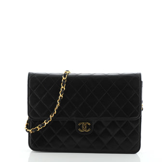 Chanel Vintage Clutch with Chain Quilted Leather Medium