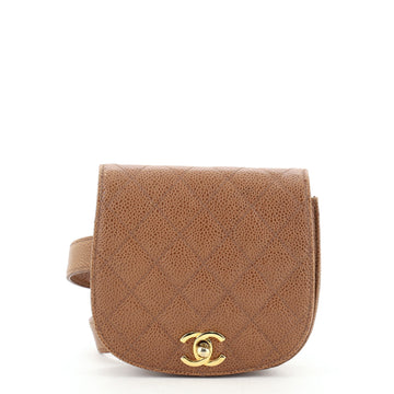 Chanel Vintage CC Flap Waist Bag Quilted Caviar Small