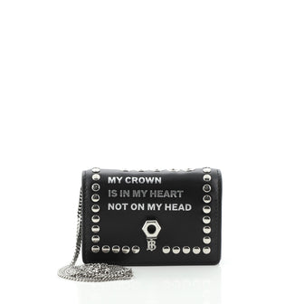 Burberry Jessie Chain Card Case Studded Leather