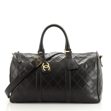 Chanel Vintage Diamond Stitch Boston Bag Quilted Lambskin Large