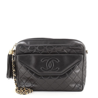 Chanel Vintage Front Pocket Camera Bag Quilted Leather Large