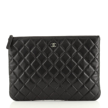 Chanel O Case Clutch Quilted Perforated Lambskin Medium