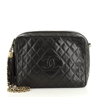 Chanel Vintage Diamond CC Camera Bag Quilted Lambskin Large