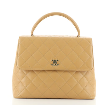 Chanel Vintage Classic Top Handle Flap Bag Quilted Caviar Jumbo