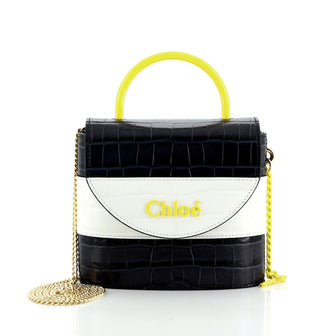 Chloe Aby Lock Bag Crocodile Embossed Leather Small