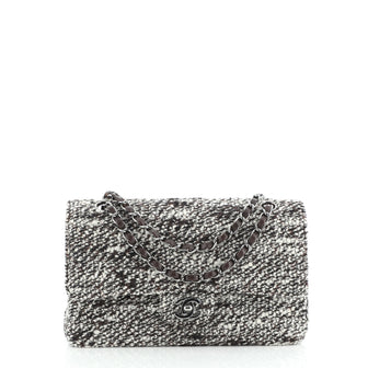 Chanel Vintage Classic Double Flap Bag Quilted Tweed Medium