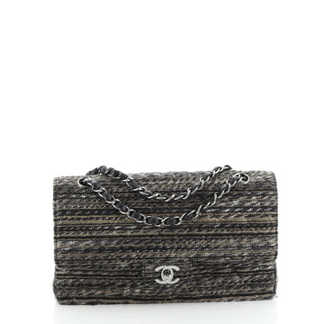 Chanel Vintage Classic Double Flap Bag Quilted Tweed Medium