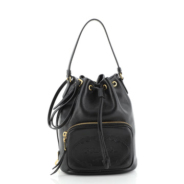 Prada Logo Drawstring Bucket Bag Glace Calf Small