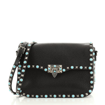 Valentino Rolling Rockstud Crossbody Bag Leather with Cabochons Medium