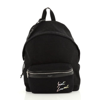 Saint Laurent City Backpack Embroidered Canvas Medium