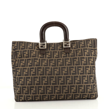 Fendi Vintage FF Handle Tote Zucca Canvas Large