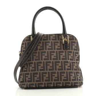 Fendi Vintage Convertible Dome Satchel Zucca Canvas Medium