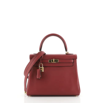 Hermes Kelly Handbag Red Swift with Gold Hardware 25