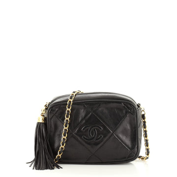 Chanel Vintage Diamond CC Camera Bag Quilted Leather Small