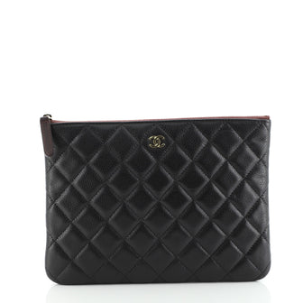 Chanel O Case Clutch Quilted Caviar Small