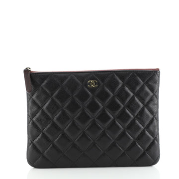 Chanel O Case Clutch Quilted Caviar Small