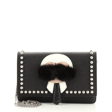 Fendi Karlito Wallet on Chain Studded Saffiano Leather
