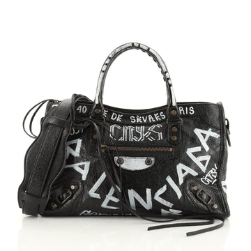 Balenciaga City Graffiti Classic Studs Bag Leather Small