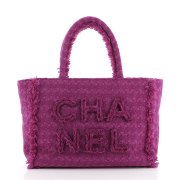 Chanel Giant Logo Shopping Bag Quilted Tweed Large