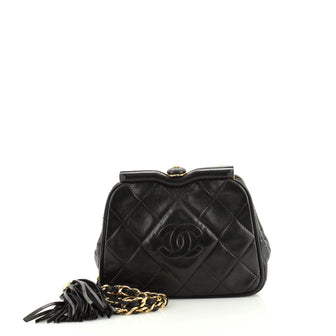 Chanel Vintage Diamond CC Tassel Waist Bag Quilted Lambskin Small