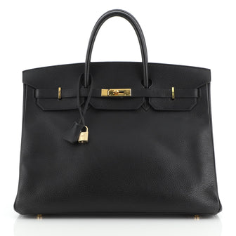 Hermes Birkin Handbag Black Ardennes with Gold Hardware 40