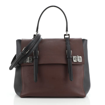Prada Half Flap Double Turn Lock Satchel City Calfskin Large